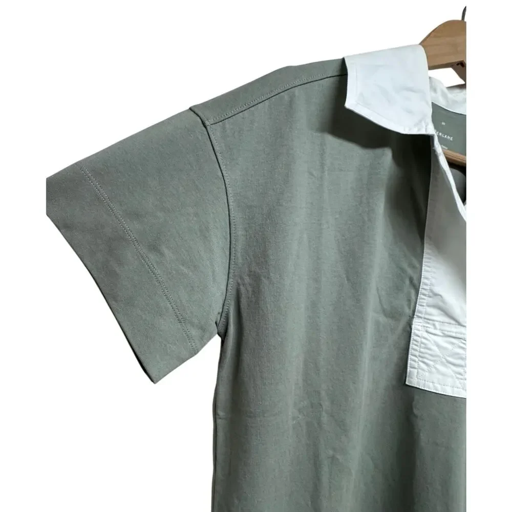 Everlane Organic Cotton Polo Dress XS Green White Collar Mini. - Picture 5 of 8